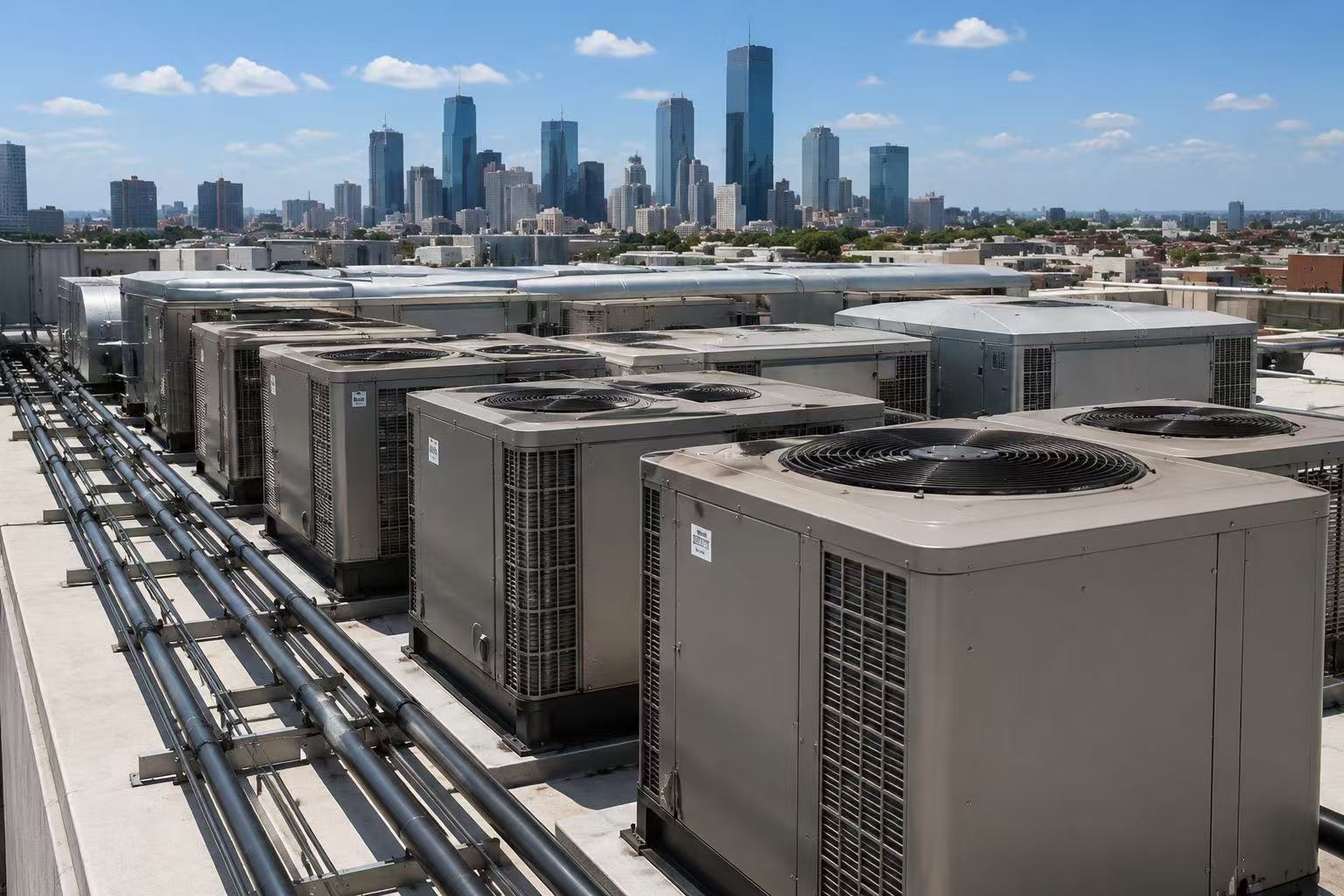 Commercial rooftop HVAC units on a building